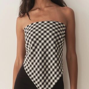Doen Black and White Checkered Top
